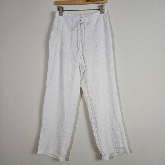 Charter Club Pants - Charter Club Weekend Women's Pants Medium White Crinkle Cosatal Resort Beachy